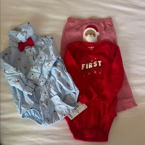 Carter's Red and Light Blue Holiday Baby Outfit Set
